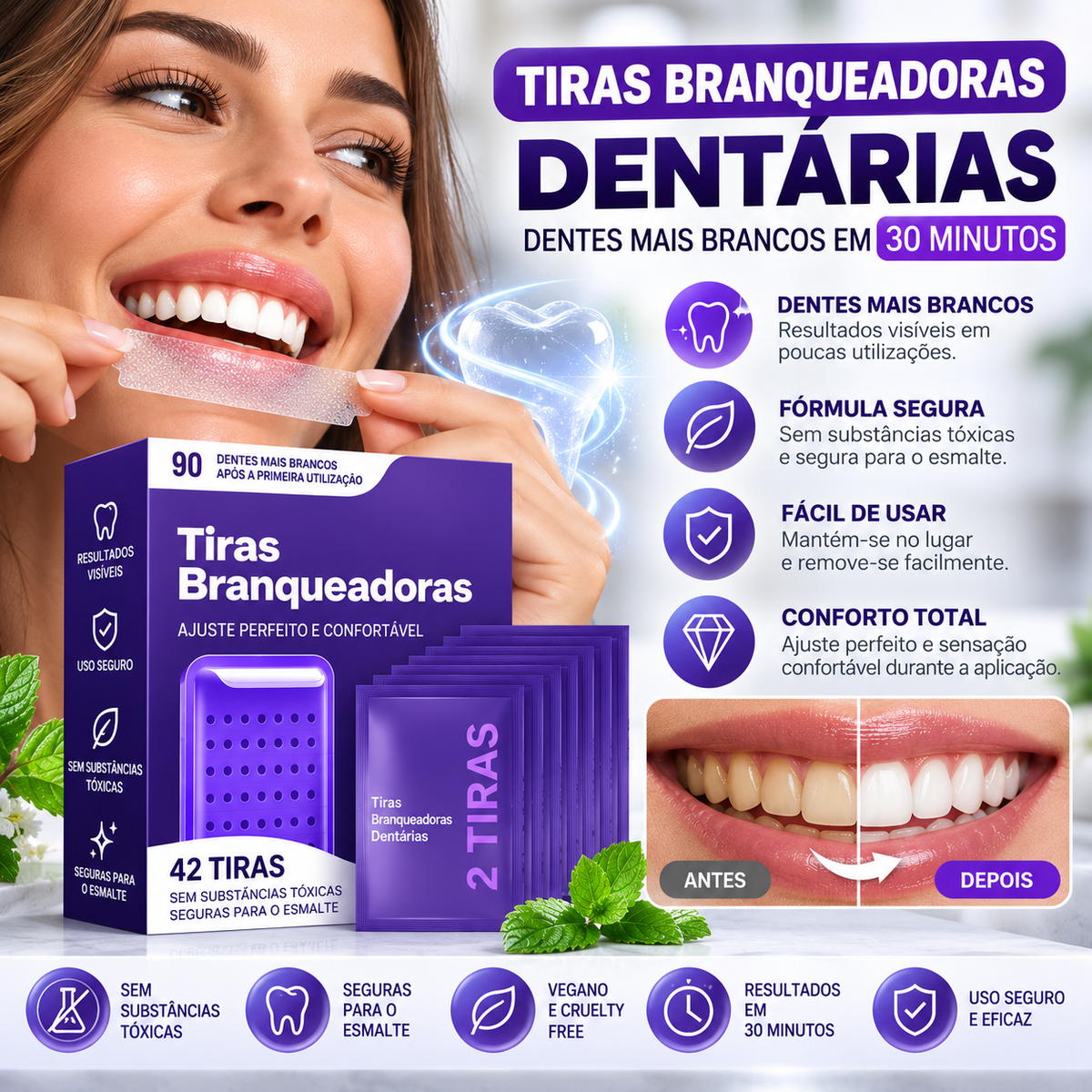 Tiras Clareadoras — Branqueamento Dentário, Tratamento de Manchas e Correção da Cor