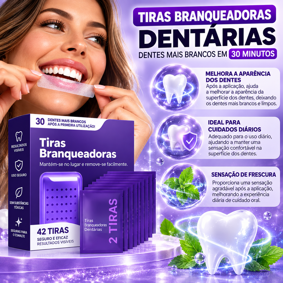 Tiras Clareadoras — Branqueamento Dentário, Tratamento de Manchas e Correção da Cor